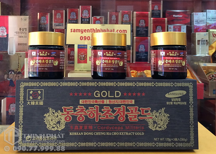 Cao Đông Trùng Hạ Thảo Hàn Quốc Gold hộp gỗ 3 lọ x 120g Cao Đông Trùng Hạ Thảo Hàn Quốc Gold hộp gỗ 3 lọ x 120g