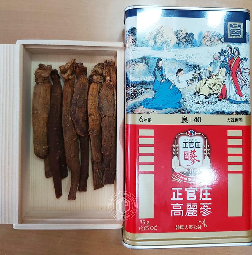 Hồng sâm củ khô hộp thiếc KGC 75g hồng sâm chính phủ Jung Kwan Jang Hồng sâm củ khô hộp thiếc KGC 75g hồng sâm chính phủ Jung Kwan Jang