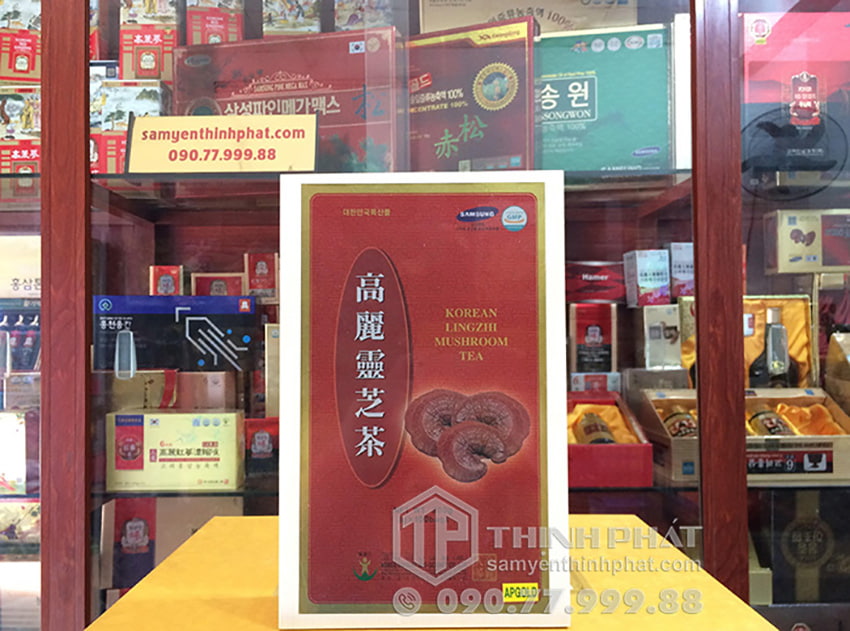 Trà linh chi hòa tan Hàn Quốc hộp gỗ 100 gói